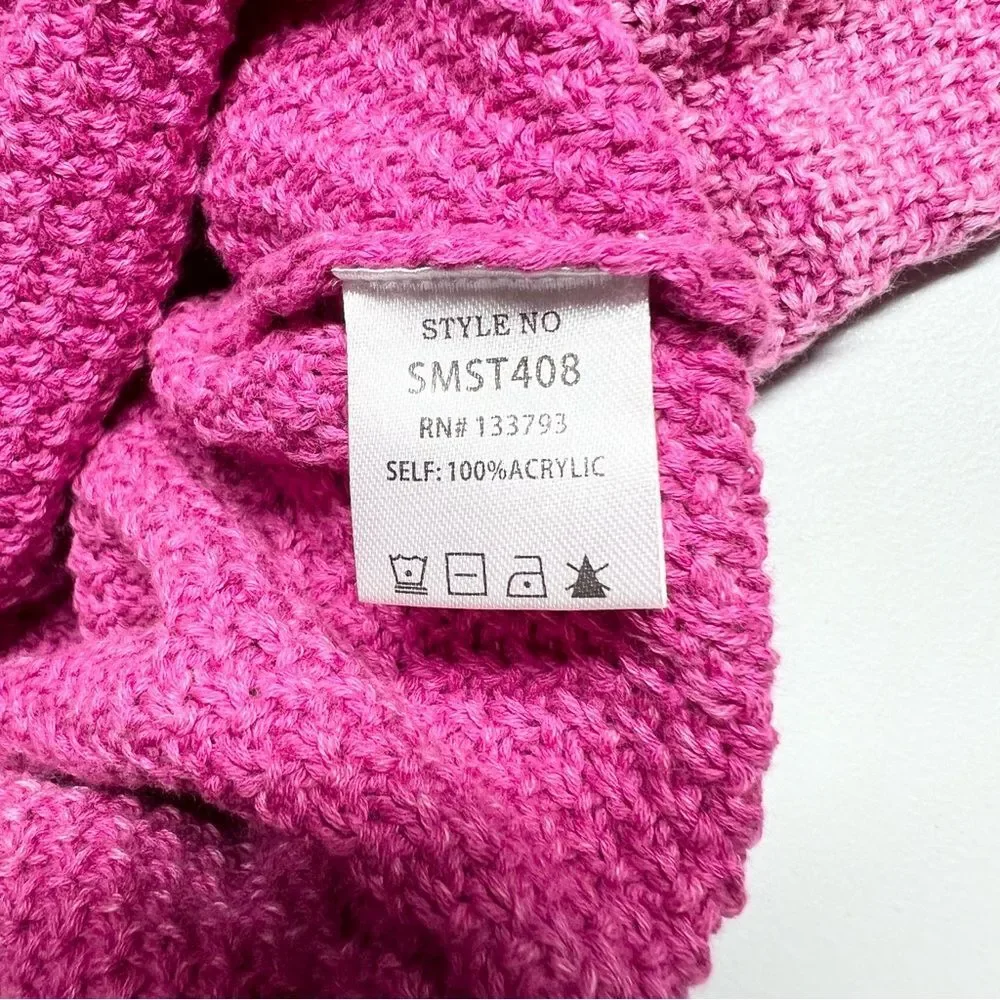 POL Mineral Washed Pink Cable Knit Relaxed Fit Sweater Medium